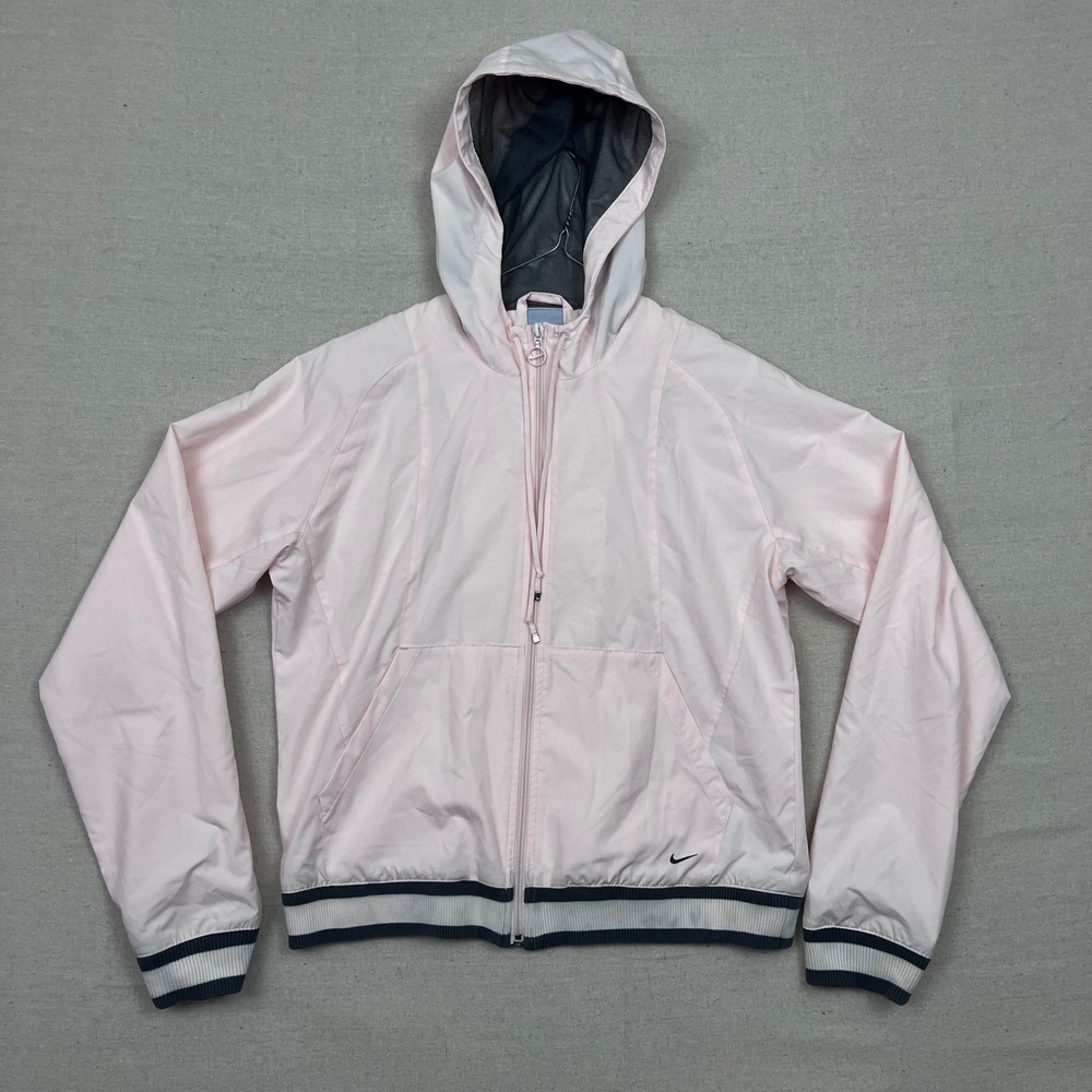 VTG Y2K Nike Pink Full Zip‎ Hooded Lightweight Jacket Women's Size L